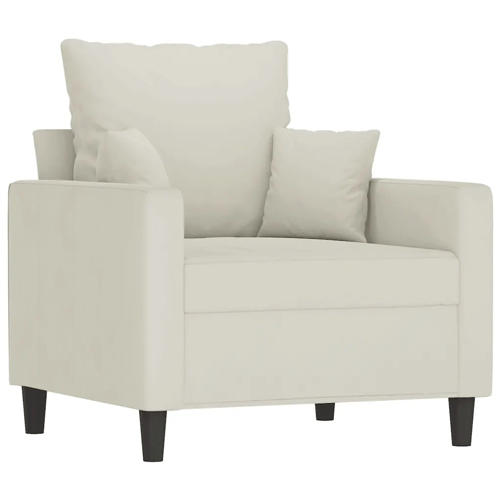 Set di Divani 3 pz con Cuscini Crema in Velluto 3201688