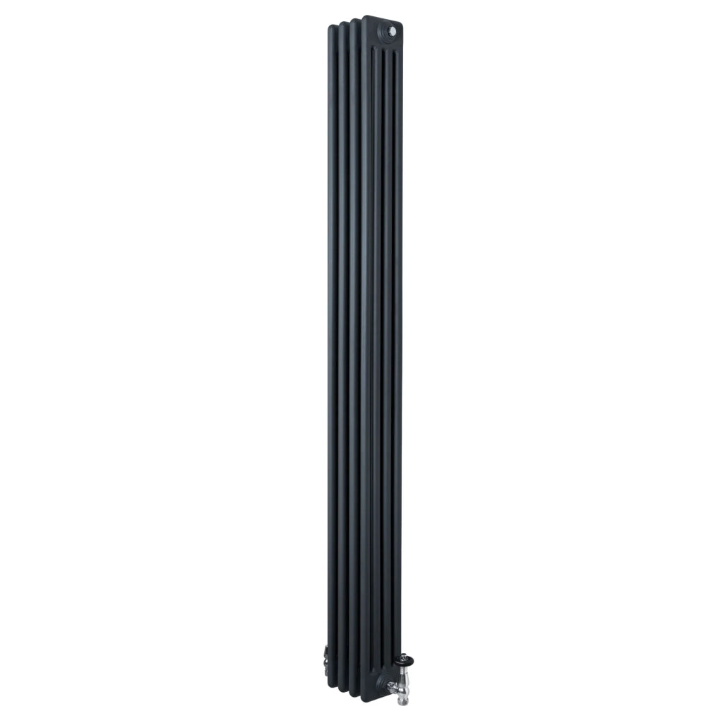 Radiatore Tradizionale 4 Colonne Verticale Riscaldamento Antracite & Valvole 1800x200 mm
