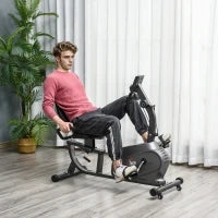 Cyclette Orizzontale Magnetica 8 Resistenze, Display LCD, Sedile Regolabile ed Elastici per Braccia