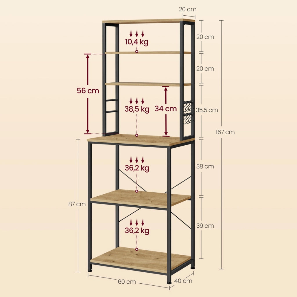 Scaffale da cucina industriale Artisan con porta spezie