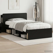 Telaio del letto con storage con testiera Nero 90 x 200 cm