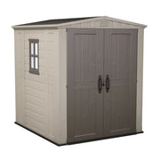 Factor 6x6  - Casetta da Giardino 178x208x182 cm 2 Ante per deposito attrezzi finitura effetto legno  in Resina Beige