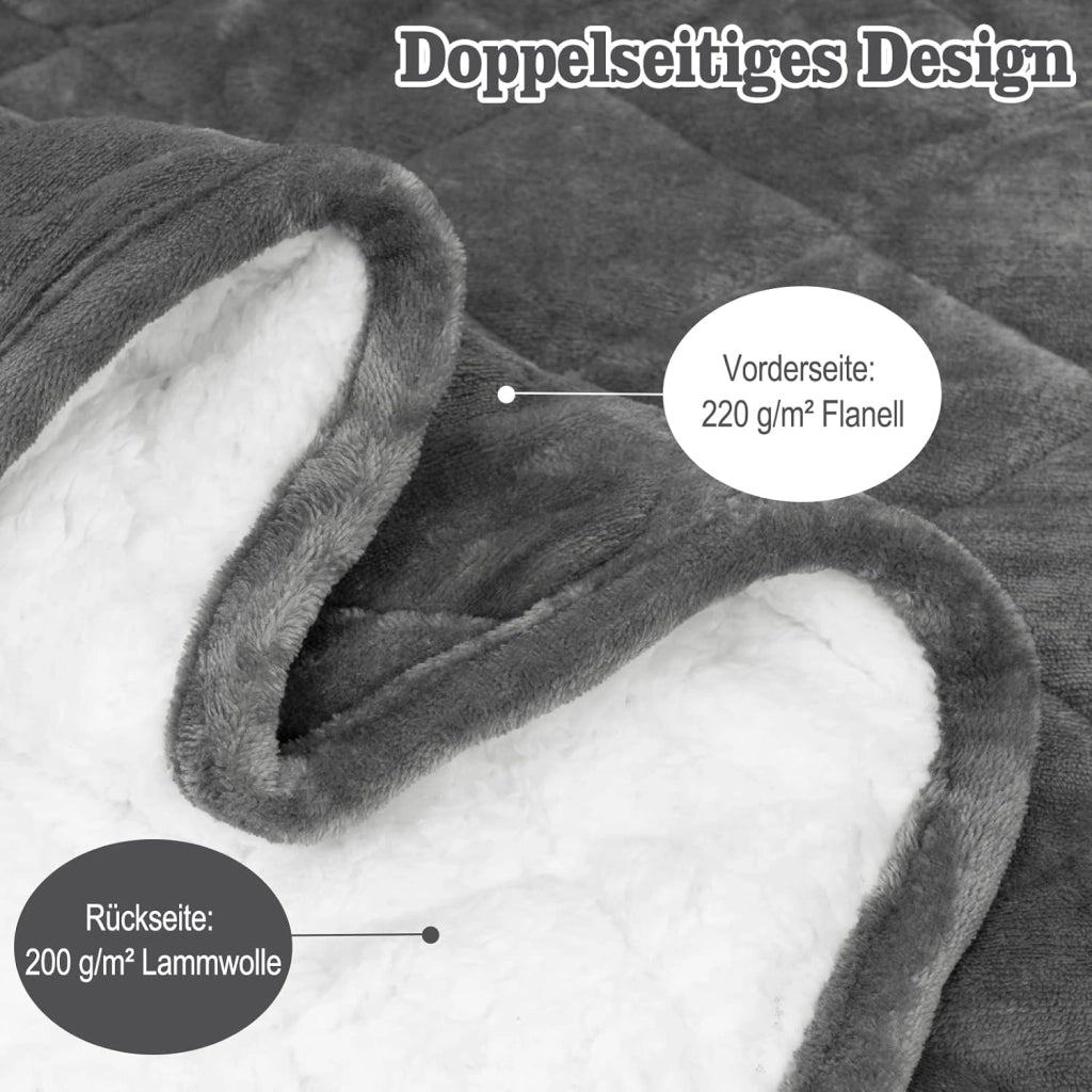 Coperta Ponderata per Adulti, Coperta Appesantita Double Face in Flanella e Lana d'Agnello, 7 kg 135x200 cm, Grigio