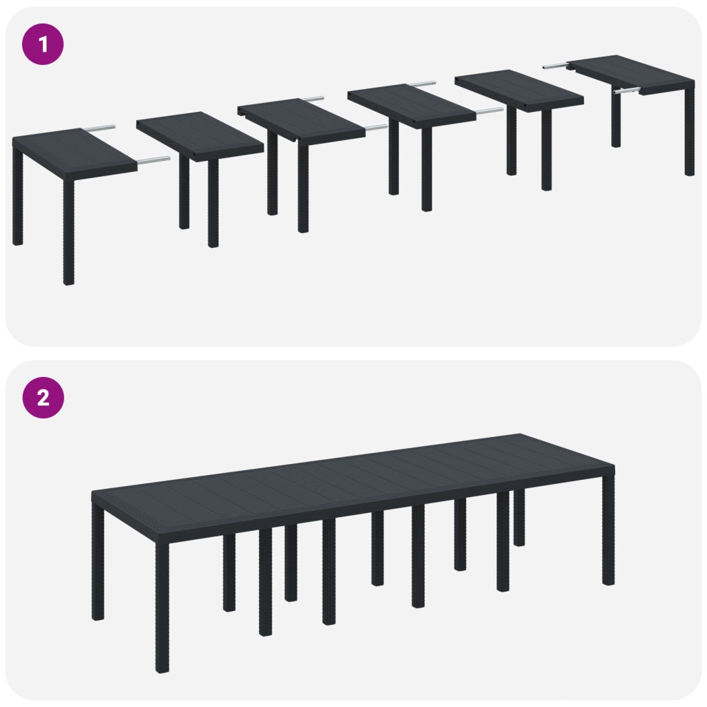 Set da Pranzo da Giardino 11 Pezzi Antracite Rattan Sintetico