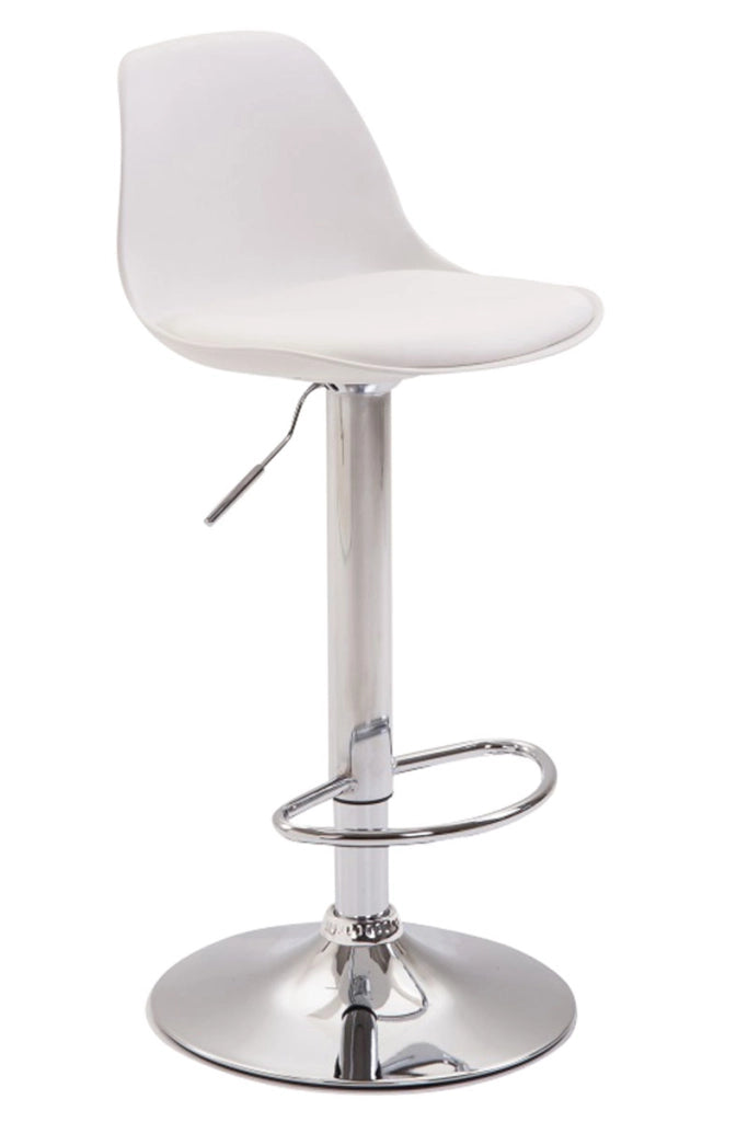 Sgabello di design KIEL in polipropilene e similpelle cromo,bianco