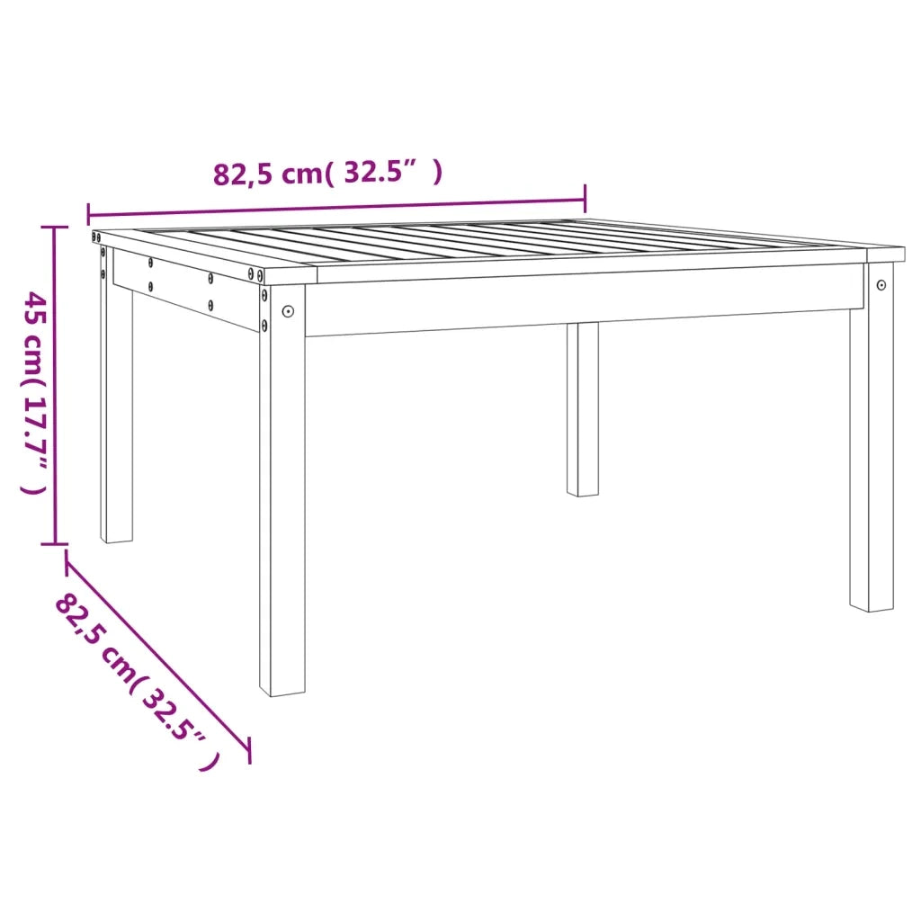 Tavolo da Giardino Ambra 82,5x82,5x45 cm Legno Massello di Pino 824123