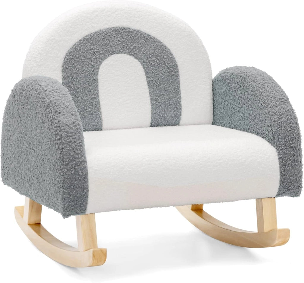 Sedia a Dondolo per Bambini con Gambe in Legno Massiccio, Poltrona a Dondolo per Bambini con Cuscinetti Antiscivolo, per Stanza dei Giochi, Camera da Letto, Scuola Materna (rosa)