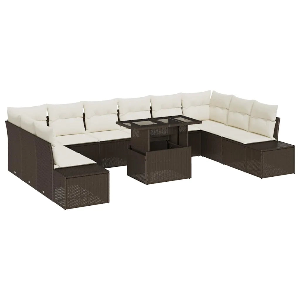Set Divano da Giardino con cuscino 11 pcs Marrone e crema 3349254
