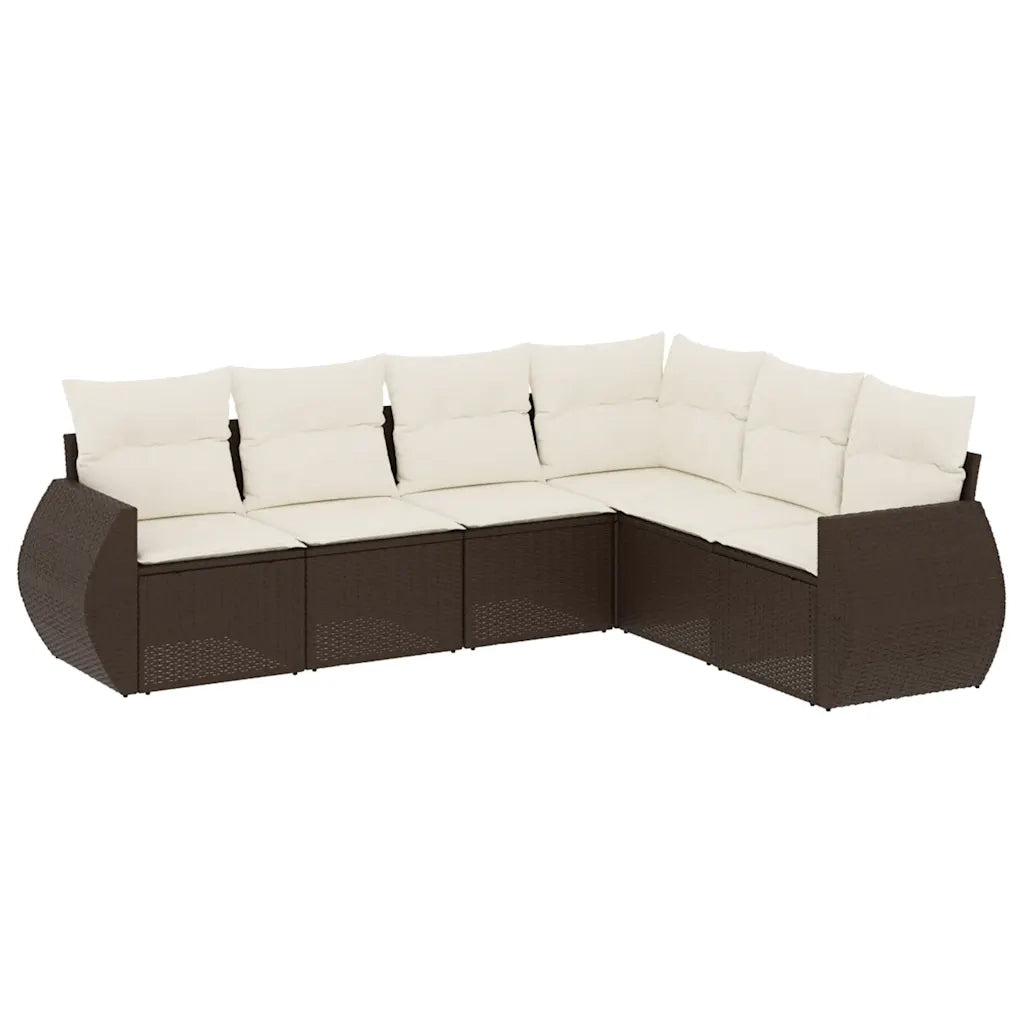 Set Divano da Giardino 6 pz con Cuscini Marrone in Polyrattan 3253750