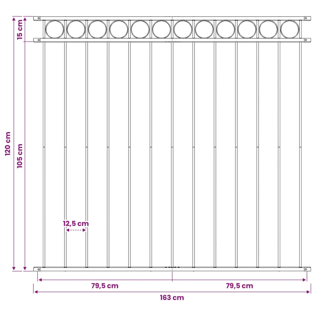 Elemento Recinzione ASSEN 170 x 120 cm Acciaio Grigio 42003914