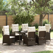 Set da Pranzo per Giardino con cuscino 7 pcs Marrone polyrattan 3380495