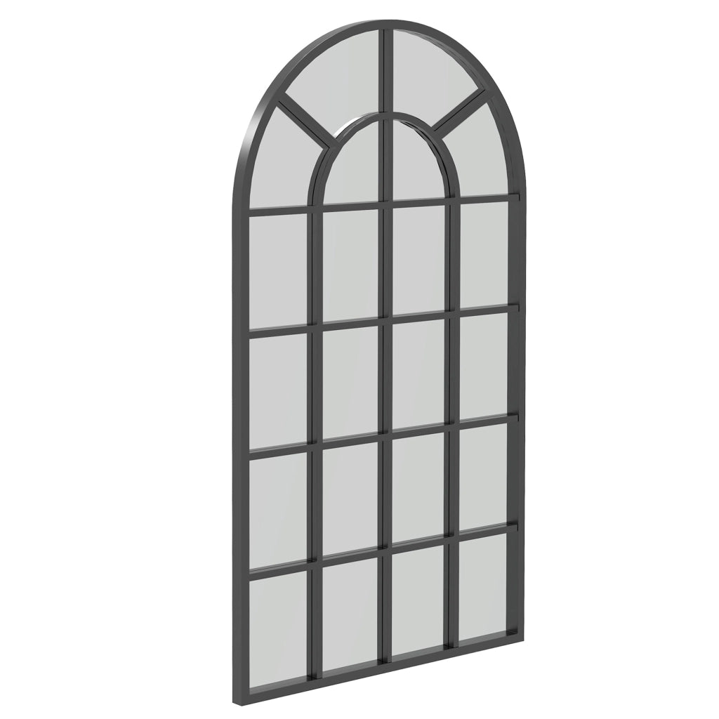 Specchio ad Arco per Casa e Ufficio con Montaggio a Parete, in Vetro e Metallo, 62x2.5x110 cm, Nero