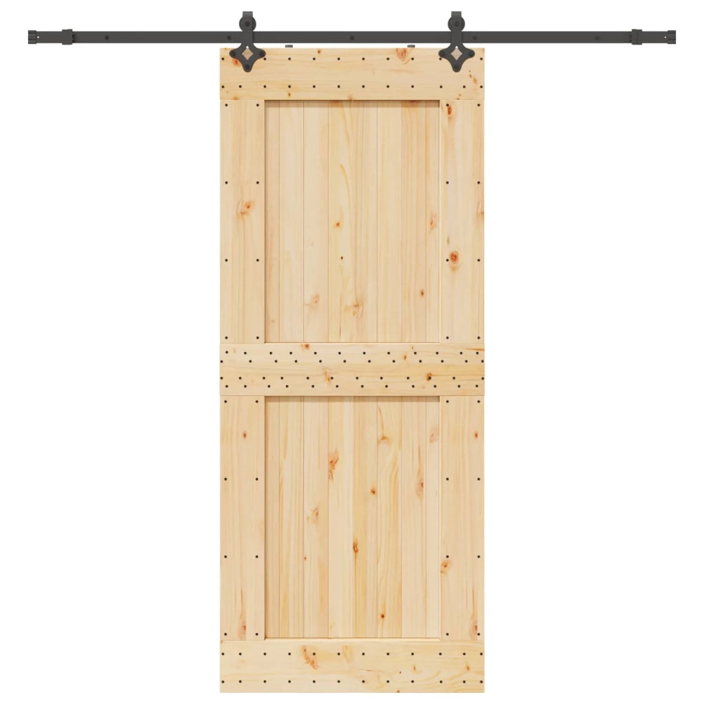 Porta scorrevole NARVIK Naturale e Nero 95 x 210 cm (213,5 cm) 3445333