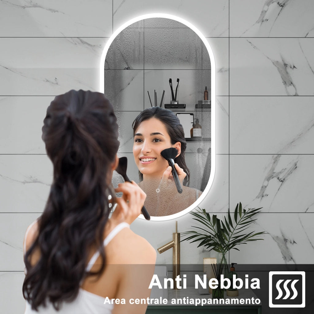 AICA Specchio da bagno 80 x 60 cm, dimmerabile，interruttore touch， Funzione Memoria, antiappannamento