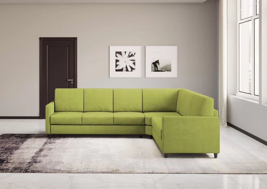 Divano karay 3 posti (tre sedute da 60cm)+ angolo + divano 2 posti medio (due sedute da 70cm) misure esterne l.281x241 | verde - Mobili 2G