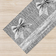 Tappeto passatoia fantasia made in Italy antiscivolo lavabile aderente FioccoGrigio - 50x200 cm