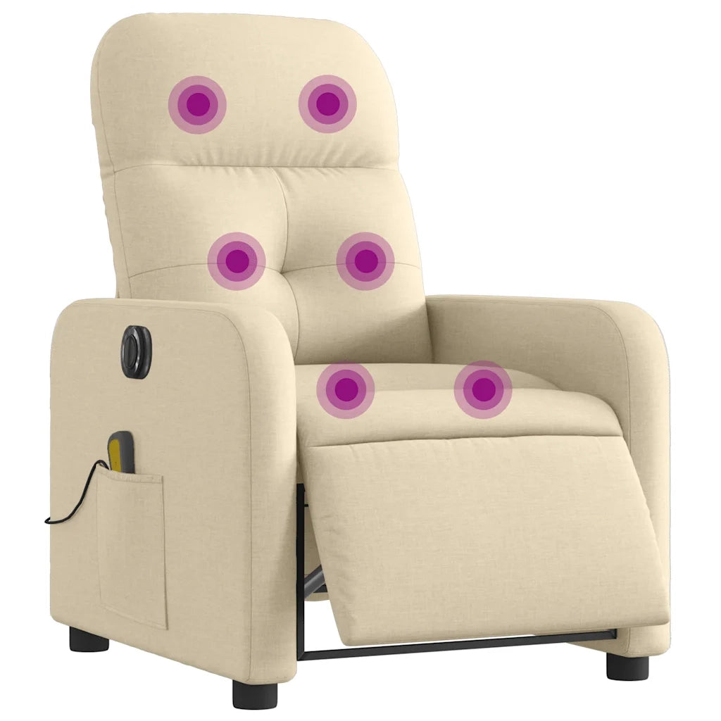 Divano Sedia-Poltrona Reclinabile Massaggiante Elettrica Crema in Tessuto 685520