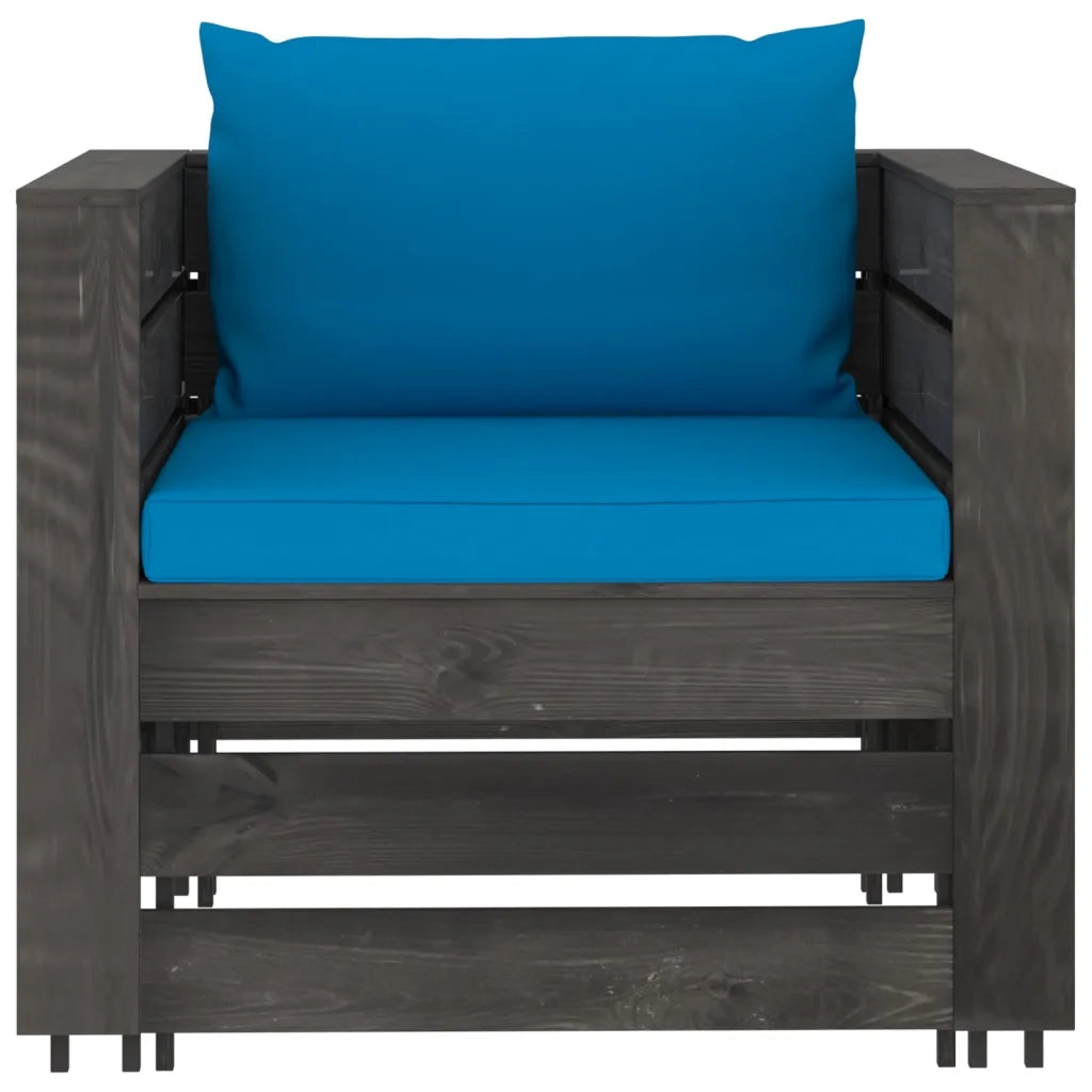 Set Divani da Giardino con Cuscini 2 pz Legno Impregnato Grigio cod mxl 43854