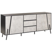 Madia credenza Effetto Cemento con Gambe in Metallo Nero 2 Armadi 3 Cassetti Design Industriale