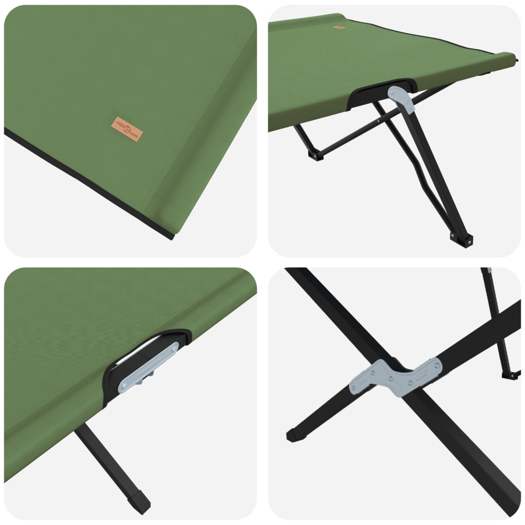 Lettini da Sole con Borse 2 pezzi Verde Militare Tessuto Oxford 600D