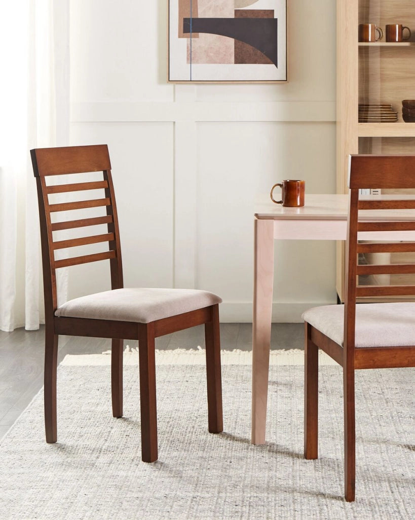 Set di 2 sedie da pranzo imbottite in legno scuro tortora stile tradizionale