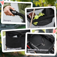 Passeggino per Cani 3 in 1 Pieghevole con Cestino Inferiore Nero