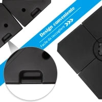 Base per Ombrellone a Braccio da 4 Pezzi Riempibile con Acqua o Sabbia per Basi a Croce da 100x100cm, Nero