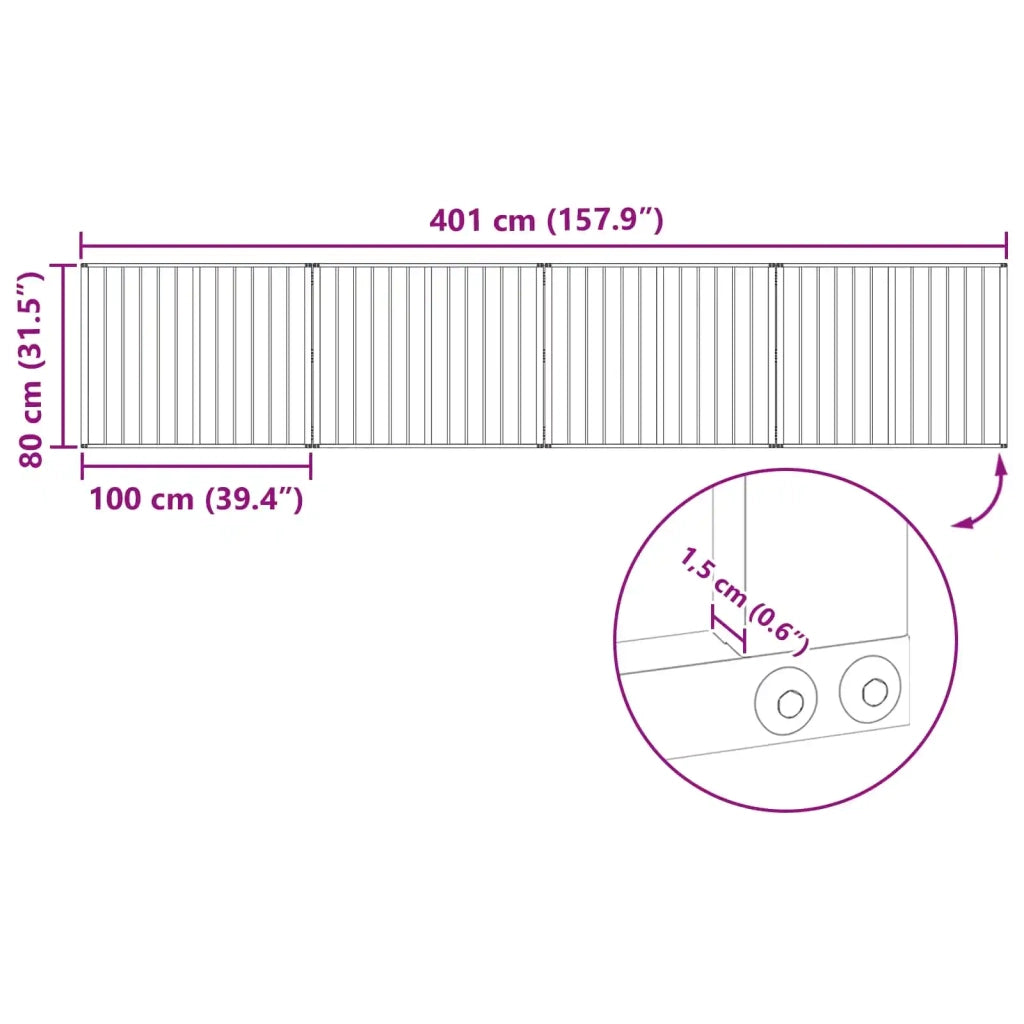 Cancello per cani 4 pcs Nero 100 x 80 cm Acciaio zincato 891993