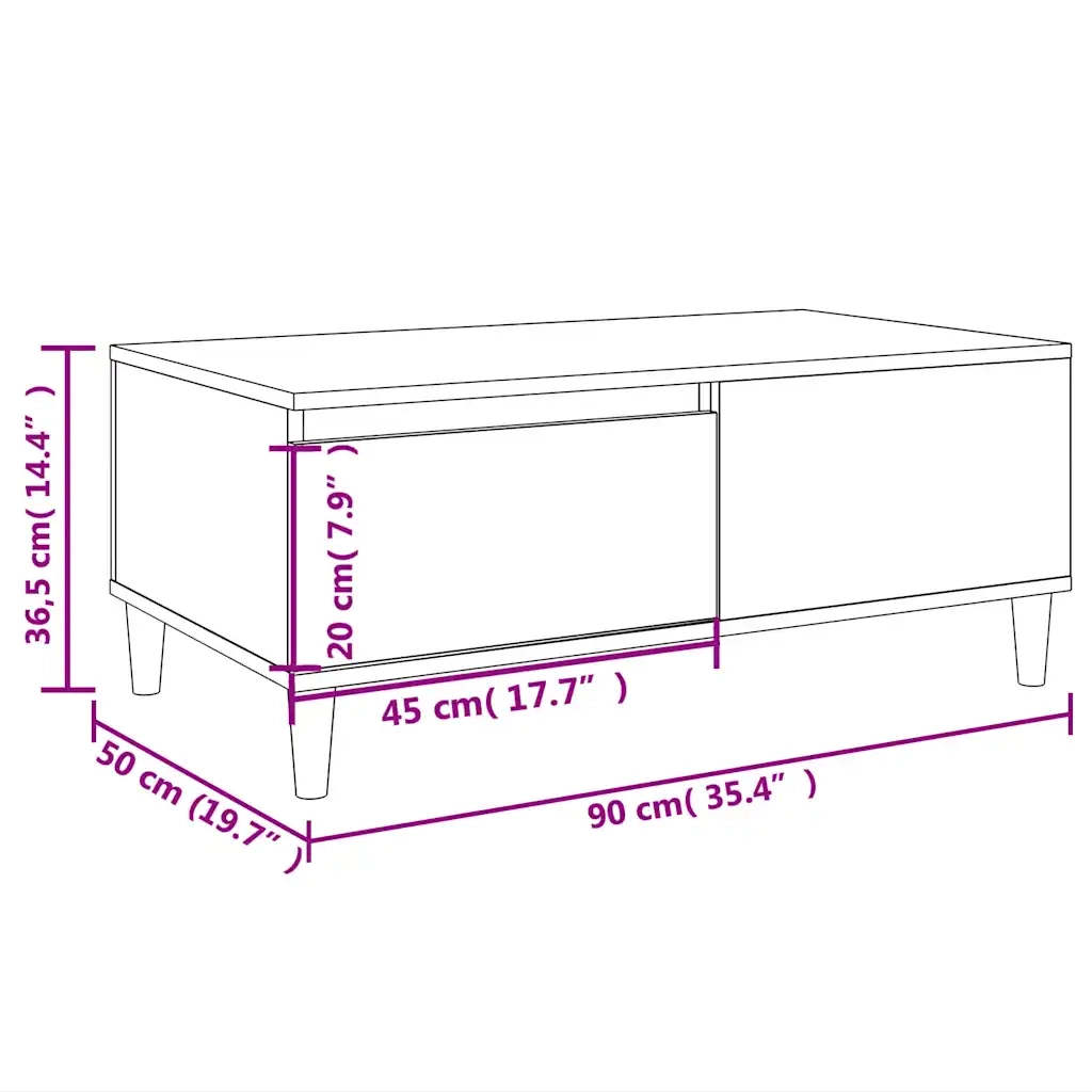 Tavolino da Salotto Rovere Fumo 90x50x36,5 cm Legno Multistrato 821113