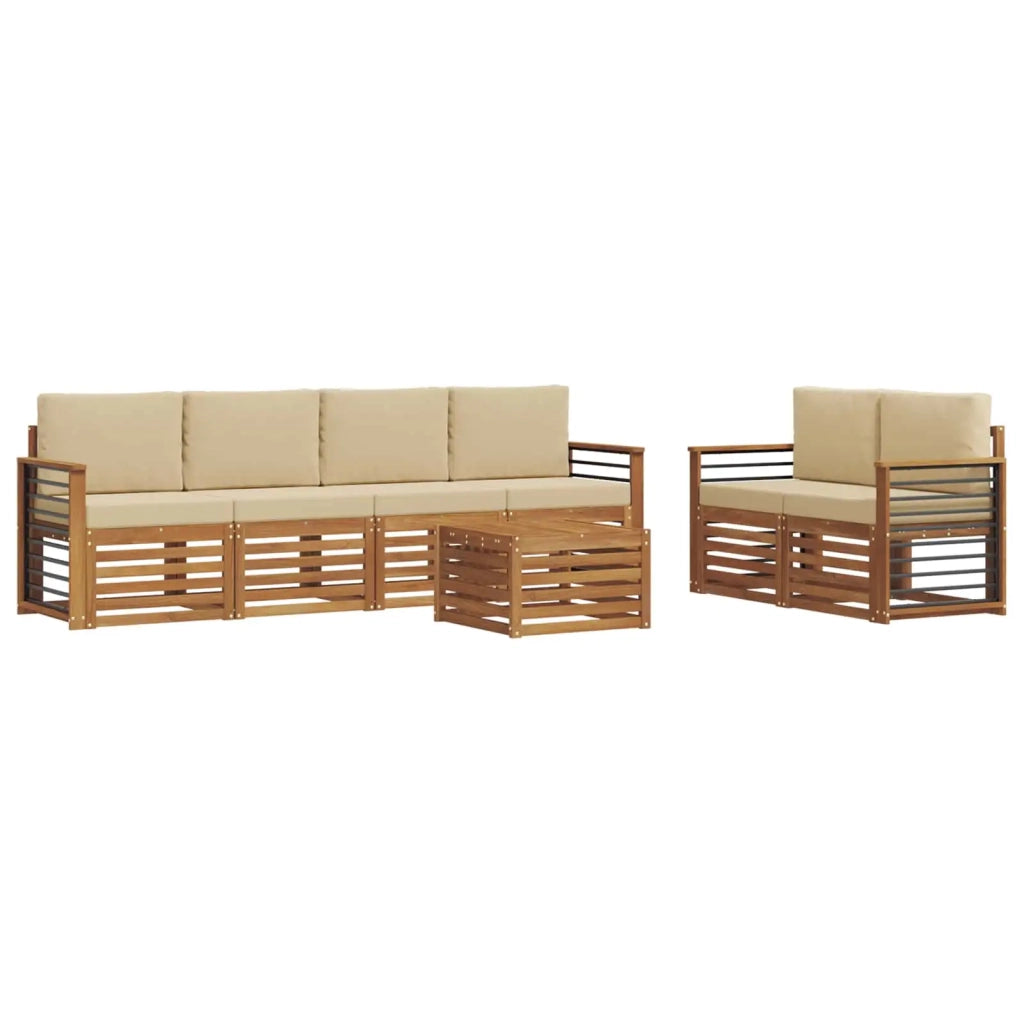 Set di divani da esterno con cuscino 7 pcs Naturale e Beige