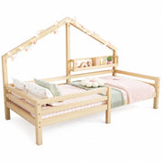 Letto a casetta singolo con barriera e scaffale 90 × 200 cm; senza materasso; in pino naturale