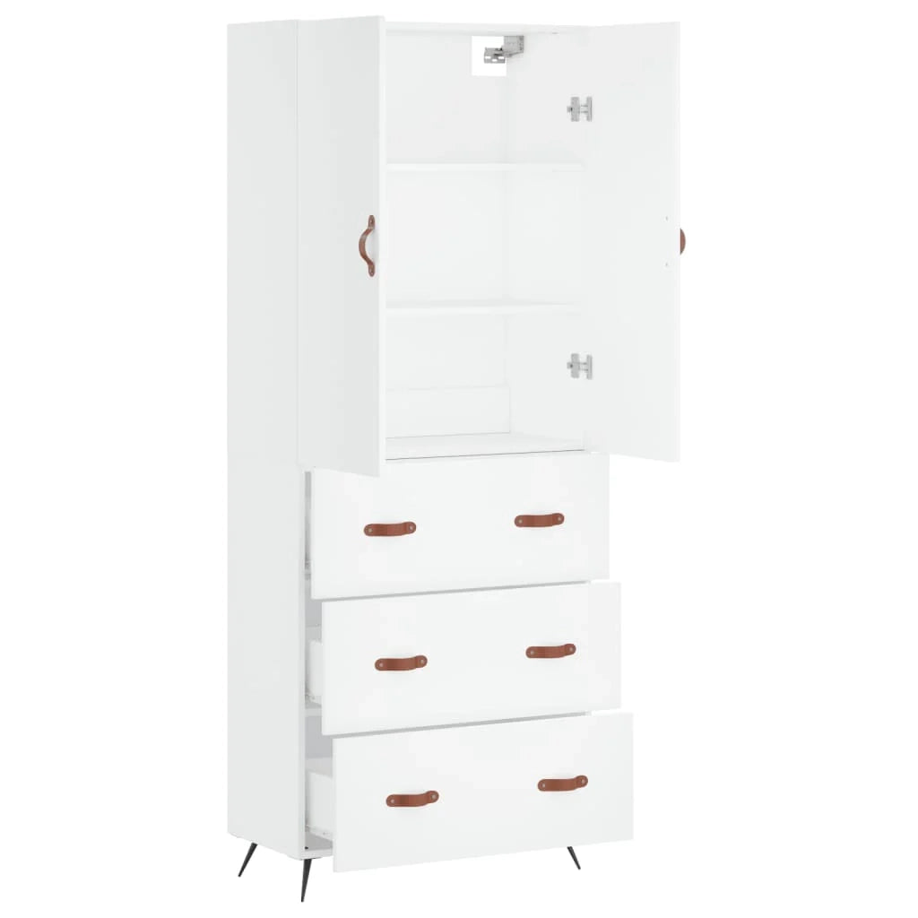 Buffet credenza cassettiera mobiletto mobile contenitore organizer cucina soggiorno salotto alto 69,5 x 34 x 180 cm legno ingegnerizzato bianco 02_0032587