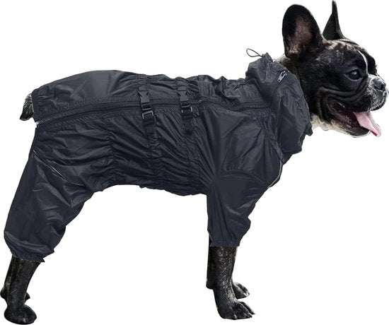 Reggisacco per cani, impermeabile con alta colletta, strisce riflettenti e cerniere, adatto a tutti i tipi di cani - nero