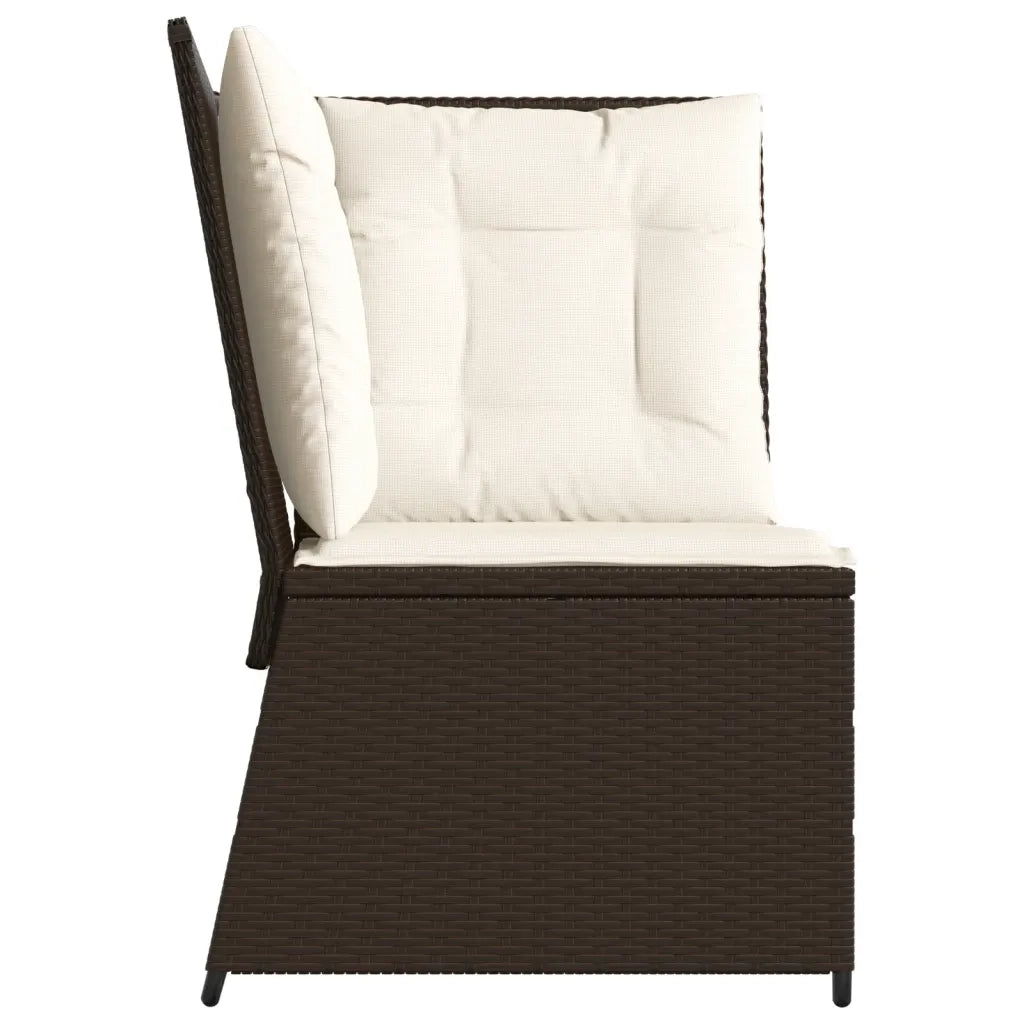 Divano Angolare da Giardino con Cuscini-Sofa da Giardino-Divanetto da esterno in Polyrattan Marrone 395851