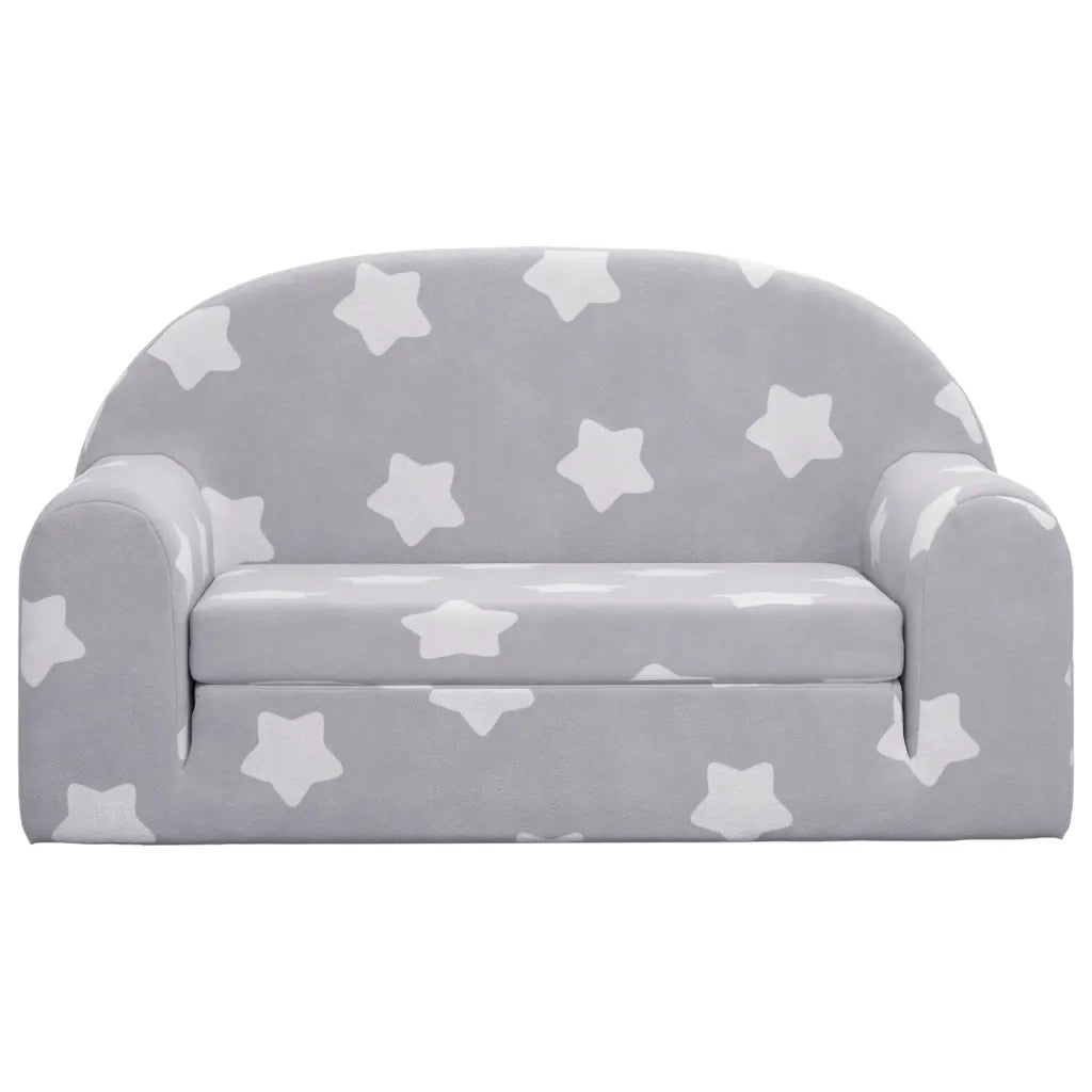 Divano letto | Sof¨¤ letto | Letto singolo Bambini a 2 Posti Grigio Chiaro con Stelle Peluche