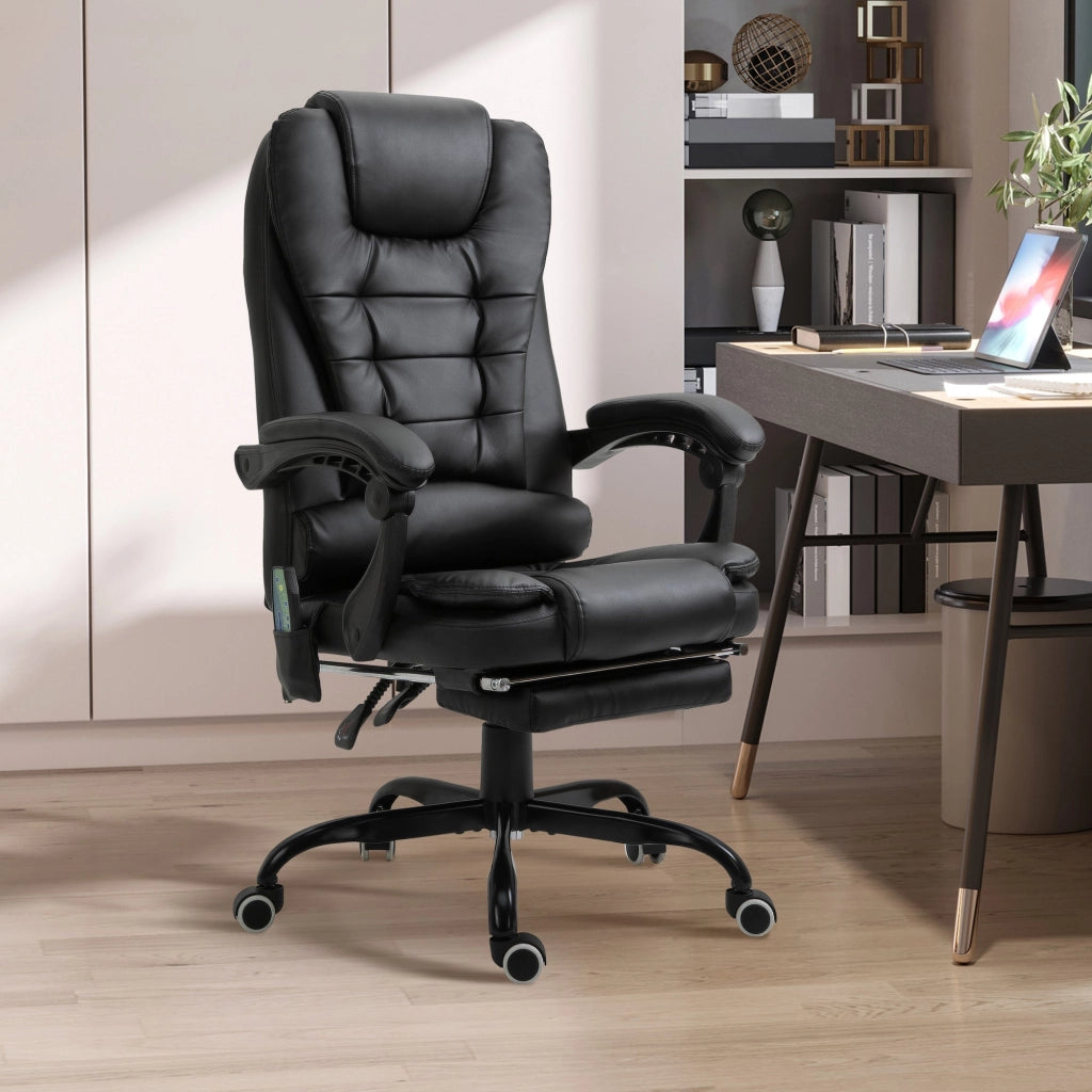 Sedia Poltrona Massaggiante da Ufficio 67x79x111-121 cm con 7 Punti Vibranti Nero