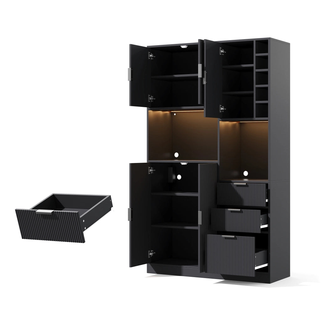 Mobile Cucina Alto con LED, Cassetti e Portabottiglie ¨C MINIMAL ¨C 180x105x40