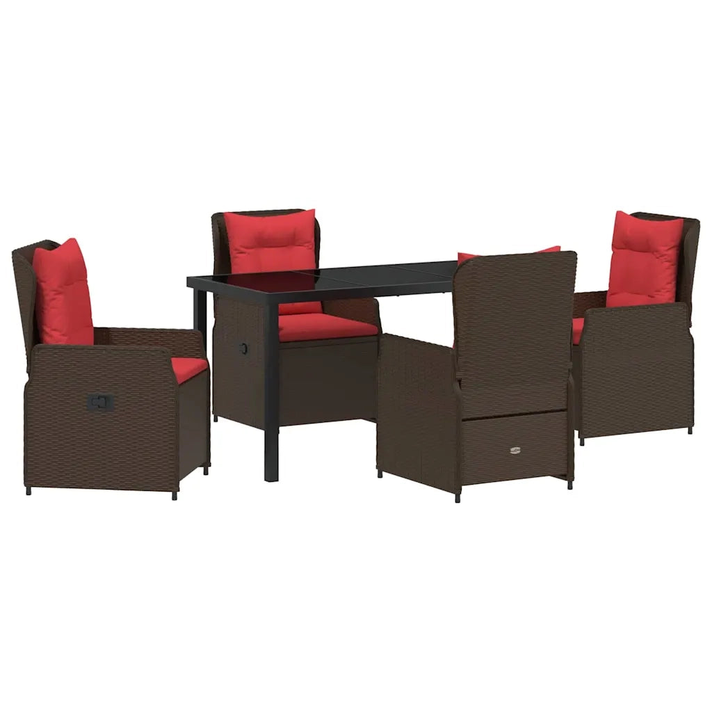 Set da Pranzo per Giardino 5 pcs Marrone Poly Rattan 3381025