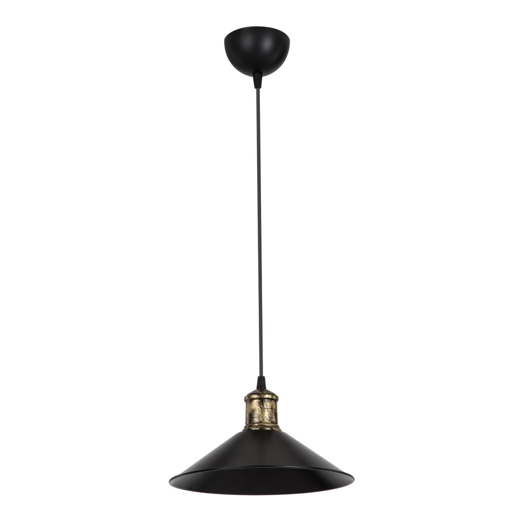 Lampada a Sospensione 'Hinckley' con Paralume a Cono - Nero/Bronzo [lux.pro]