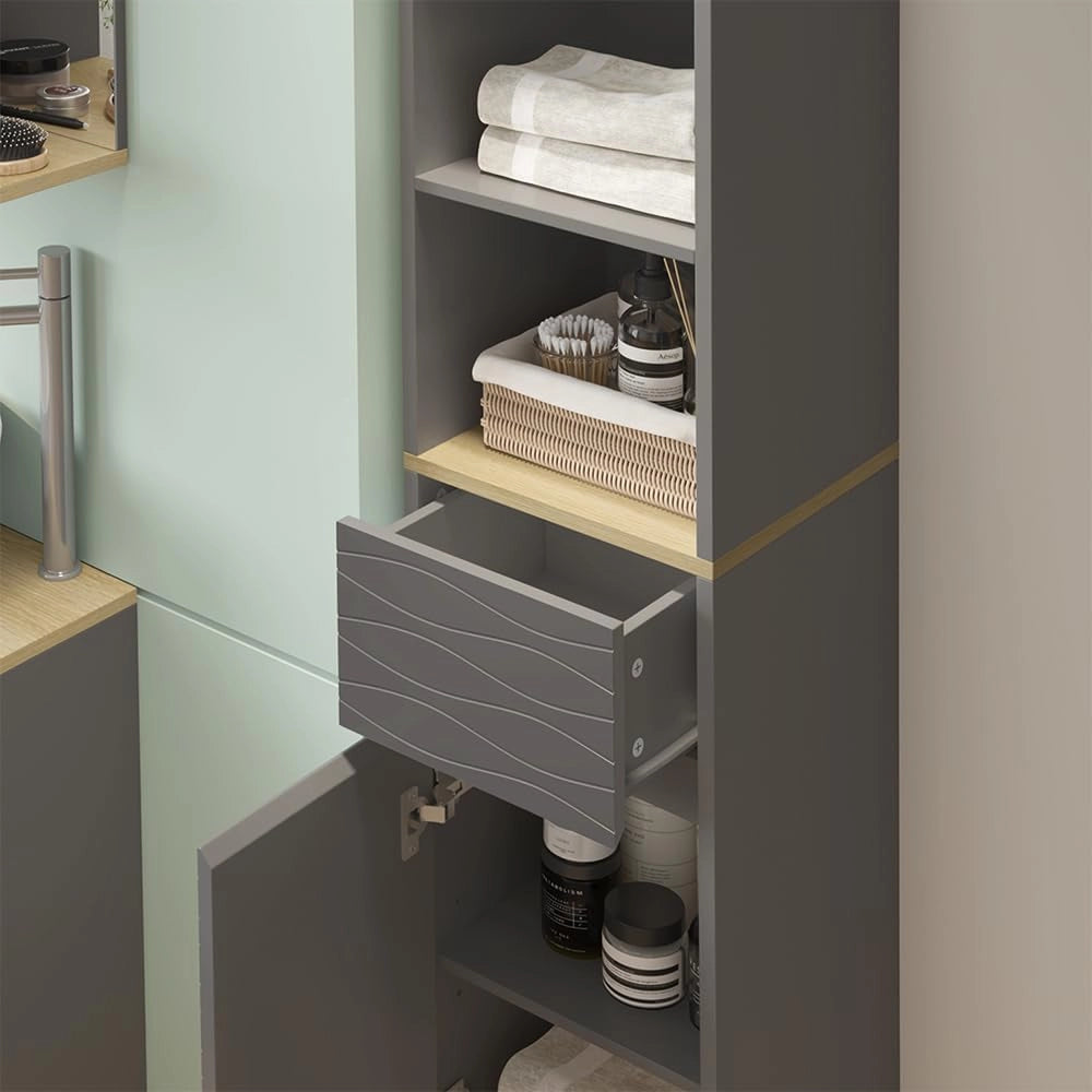 Mobili per il bagno Livia, Antracite, 30 x 151.5 cm con cassetto