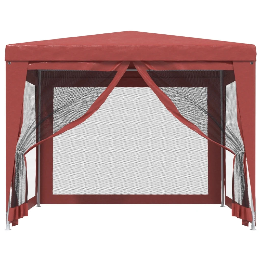 Tenda per Feste con Pareti Laterali in Rete-Tenda Gazebo Rossa 3x3 m HDPE