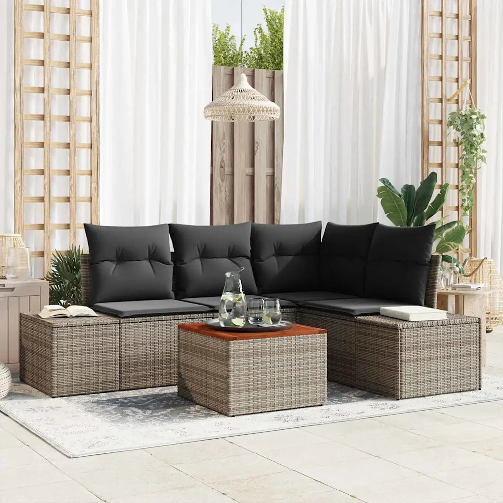 Set Divano da Giardino con cuscino 5 pcs Grigio polyrattan 3347951