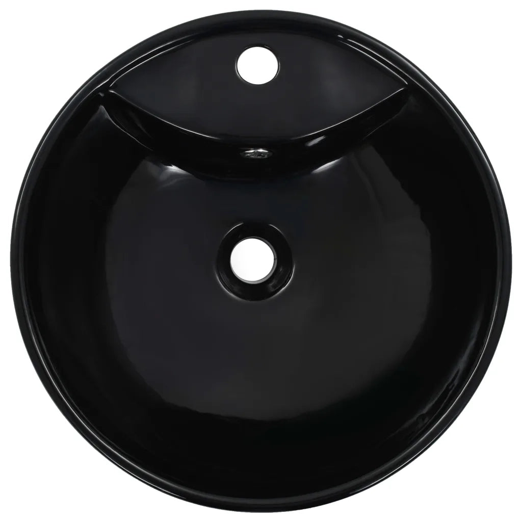 Lavandino con Troppopieno 46,5x18 cm in Ceramica Nero 143904