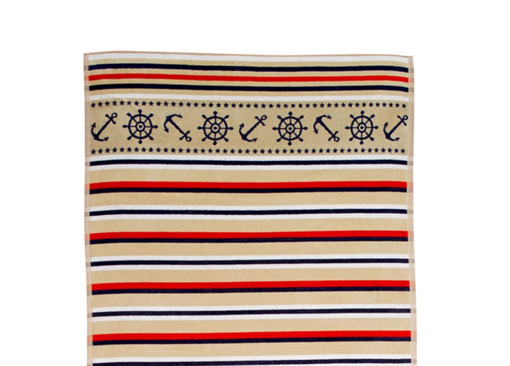 Telo Mare Jacquard In Spugna Asciugamano Da Spiaggia Disegno St Tropez
