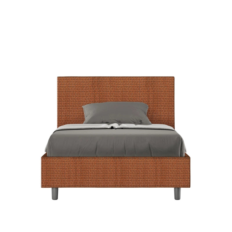 Letto imbottito 1 piazza e mezza 120x200 cm tessuto Labirinto Adele - Contenitore,Arancione