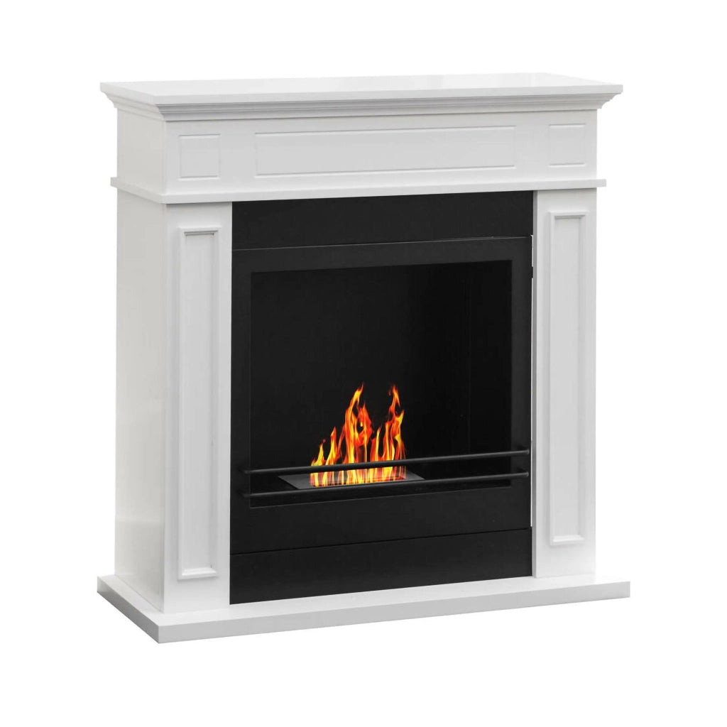 Camino a bioetanolo Ala, Caminetto ecologico, Focolare senza fumo, Riscaldatore ad etanolo, Made in Italy, 91x28 h90 cm, Bianco