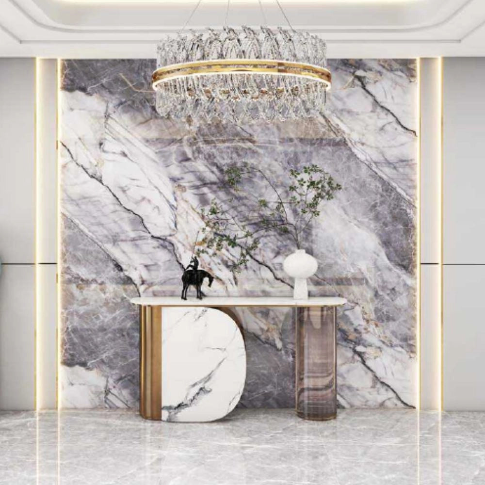 Pannello decorativo effetto marmo arabesque grigio lucido 122x300 PANGH171A – Design per ogni spazio