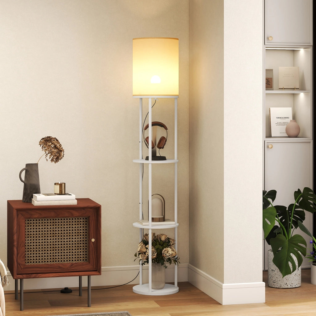 Lampada da Terra con Mensole ¨C Xylo ¨C 3 Temperature di Colore con Telecomando Bianco