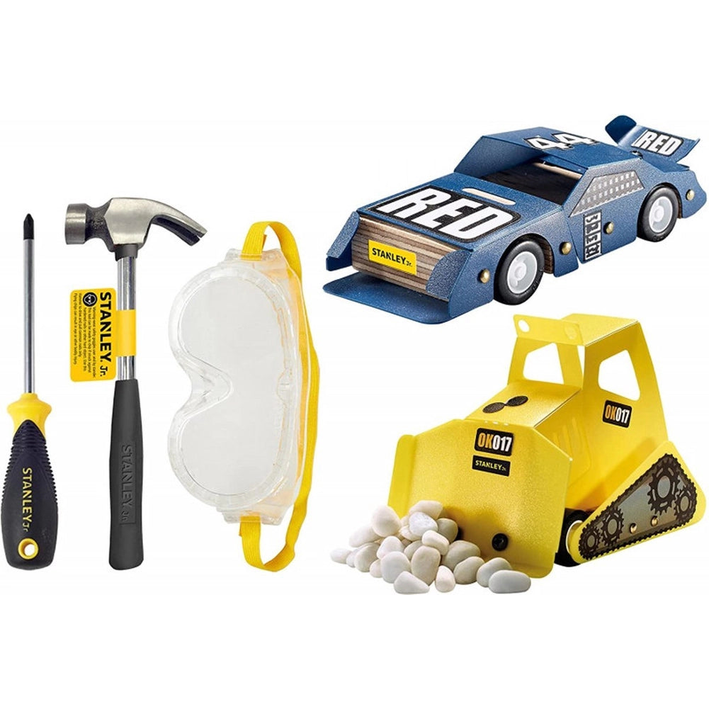 Set di Attrezzi per Bambini con 2 Veicoli fai da Te e 3 Strumenti