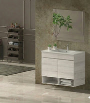 Mobile Bagno NEBARI Già Montato 2 portas, lavabo e specchio Bianco nordico 50x40 cm